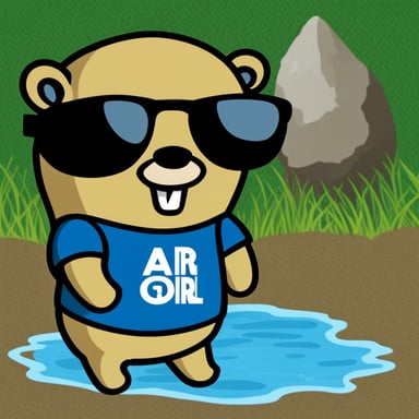 Go Blue Gopher with a black T-shirt with ARRL logo.