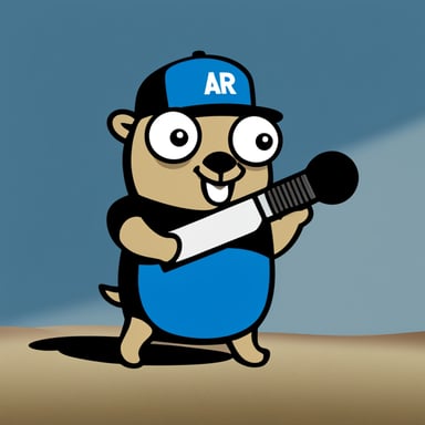 Go Blue Gopher with a black T-shirt with ARRL logo.