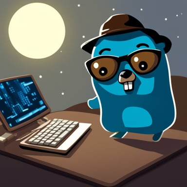 Go Blue Gopher thwarts the evil brown gopher hacker in the night.