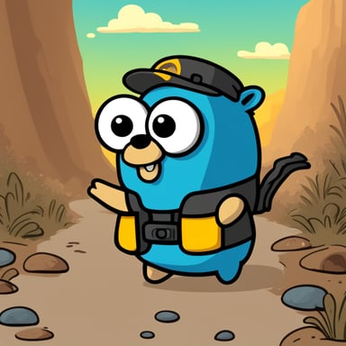 A 2D cartoon style simulator featuring Go Blue Gopher.