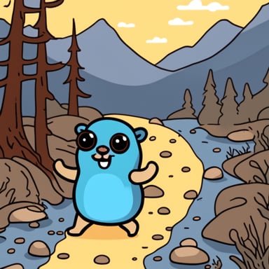 Happy Go Blue Gopher hiking.