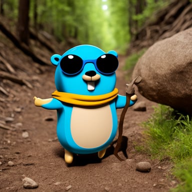 Happy Go Blue Gopher hiking.