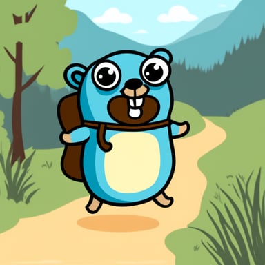 Happy Go Blue Gopher hiking.