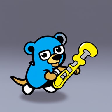 A go blue gopher wielding a Kingdom Hearts game Keyblade.