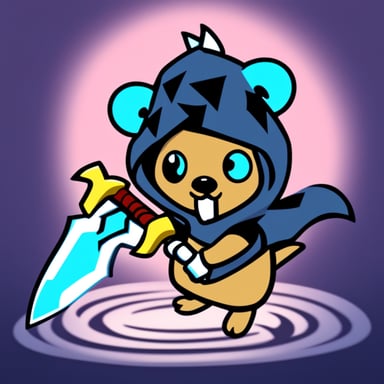 A go blue gopher wielding a Kingdom Hearts game Keyblade.