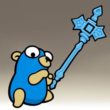 A go blue gopher wields the kingdom key weapon from the Kingdom Hearts game series.