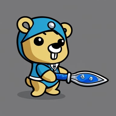 A go blue gopher wields the kingdom key weapon from the Kingdom Hearts game series.