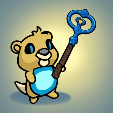 A go blue gopher wields the kingdom key weapon from the Kingdom Hearts game series.