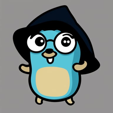 A go blue gopher in a black hood