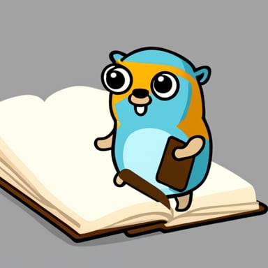 Go Blue Gopher writing in a notebook.