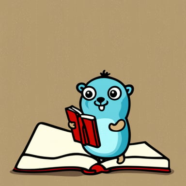 Go Blue Gopher writing in a notebook.