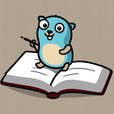 Go Blue Gopher writing in a notebook.