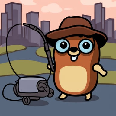 Go blue gopher as Ferris the Rust image character.