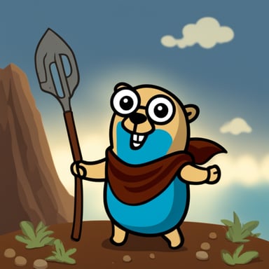 Go blue gopher as Ferris the Rust image character.