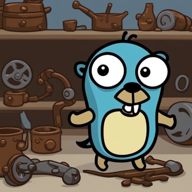 Go blue gopher as Ferris the Rust image character.