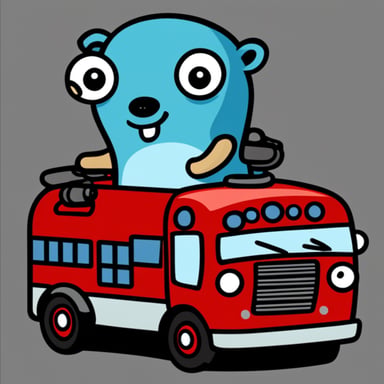 Go Blue Gopher in a fire truck