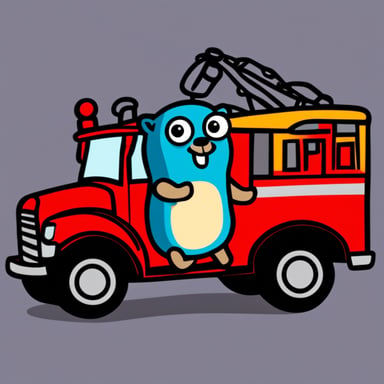 Go Blue Gopher in a fire truck