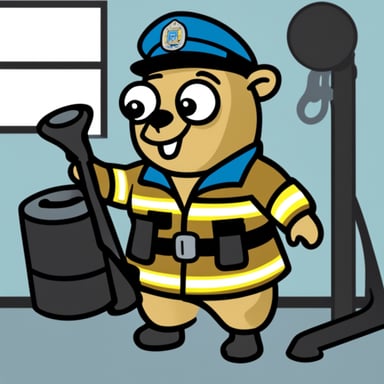 Go Blue Gopher in a firefighter's uniform