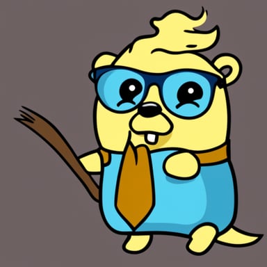 Go blue gopher, with long yellow hair and a git sign in its hand, wears glasses on its nose. There's no background to keep it simple.