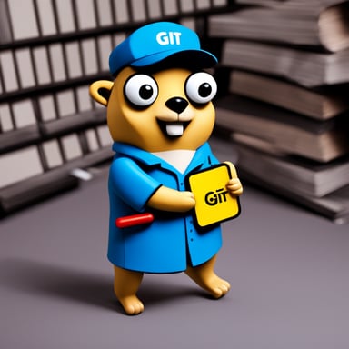 Go blue gopher with git sign in hand.