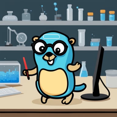 Go Blue Gopher testing code in a lab.