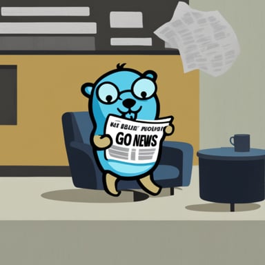 Go Blue Gopher reading a newspaper with 'Go News' headline.