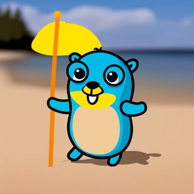 Happy Go Blue Gopher on holiday.