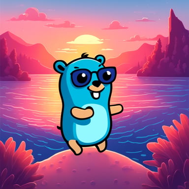 Happy Go Blue Gopher on holiday.