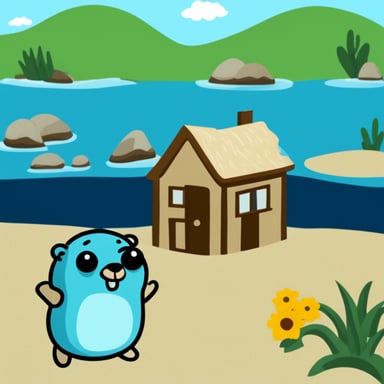 Happy Go Blue Gopher on holiday.