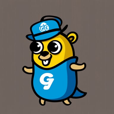 Go Blue Gopher with gRPC logo.
