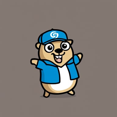 Happy Go Blue Gopher wearing a KPN t-shirt
