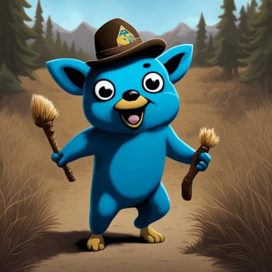 A cross between Go Blue Gopher and a gremlin
