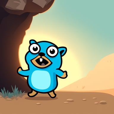 A cross between Go Blue Gopher and a gremlin