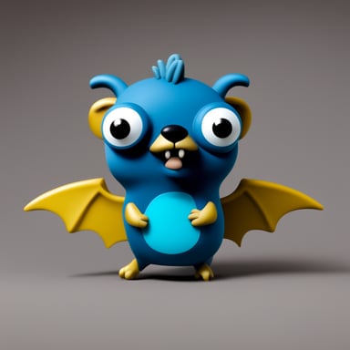 A cross between Go Blue Gopher and a gremlin