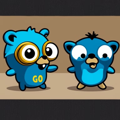 A cross between Go Blue Gopher and a gremlin