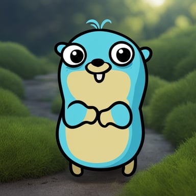Go Blue Gopher, a unique blend of a happy blue gopher and a quiet Gremlin.