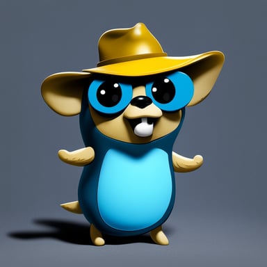 Go Blue Gopher as a cross between a blue gopher and a gremlin