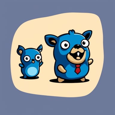 Go Blue Gopher as a cross between a blue gopher and a gremlin