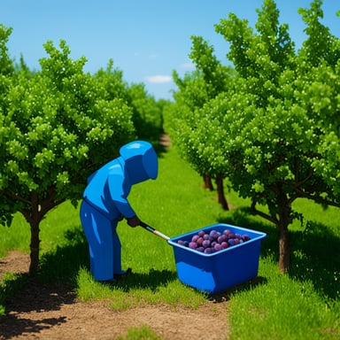 Go Blue Gopher gathering plums.