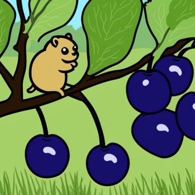 Go Blue Gopher gathering plums.