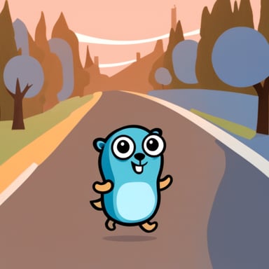 Go Blue Gopher running a marathon.
