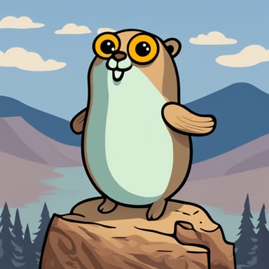 Create me a gopher that refers to Athena, the goddess, as Go Blue Gopher as Athena.