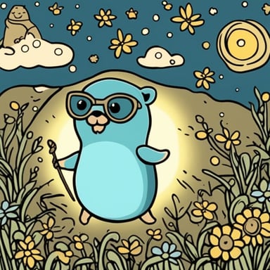 Create me a gopher that refers to Athena, the goddess, as Go Blue Gopher as Athena.