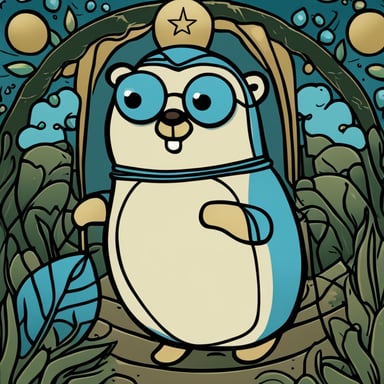 Create me a gopher that refers to Athena, the goddess, as Go Blue Gopher as Athena.