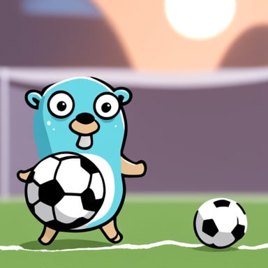 Go Blue Gopher is playing soccer.