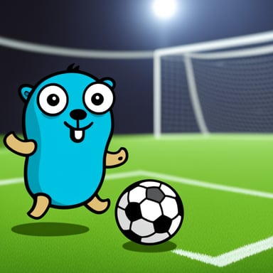 Go Blue Gopher is playing soccer.