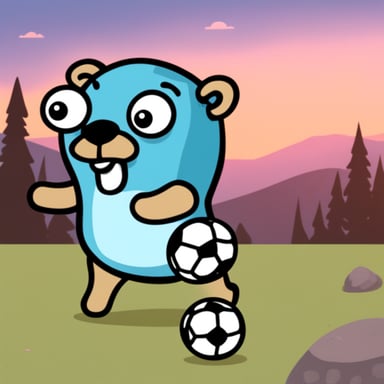 Go Blue Gopher is playing soccer.
