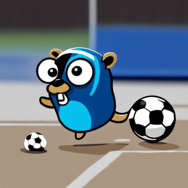 Go Blue Gopher is playing soccer.