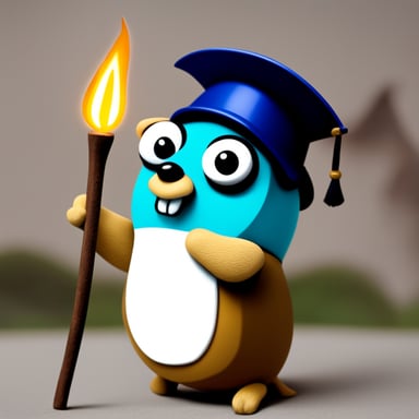 Go Blue Gopher as a Greek god.
