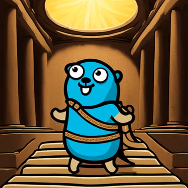 Go Blue Gopher as a Greek god.